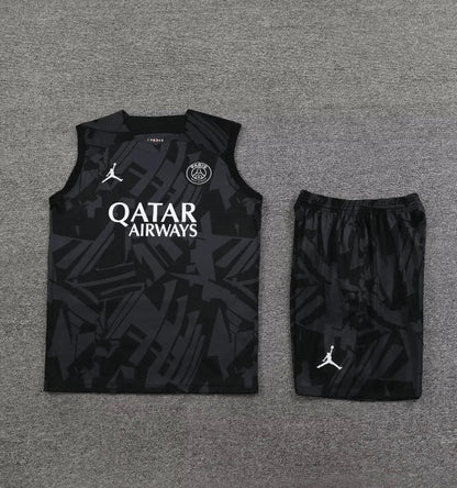 Conjunto de entrenamiento sin mangas prepartido PSG Paris Saint-Germain 2023/2024 Negro