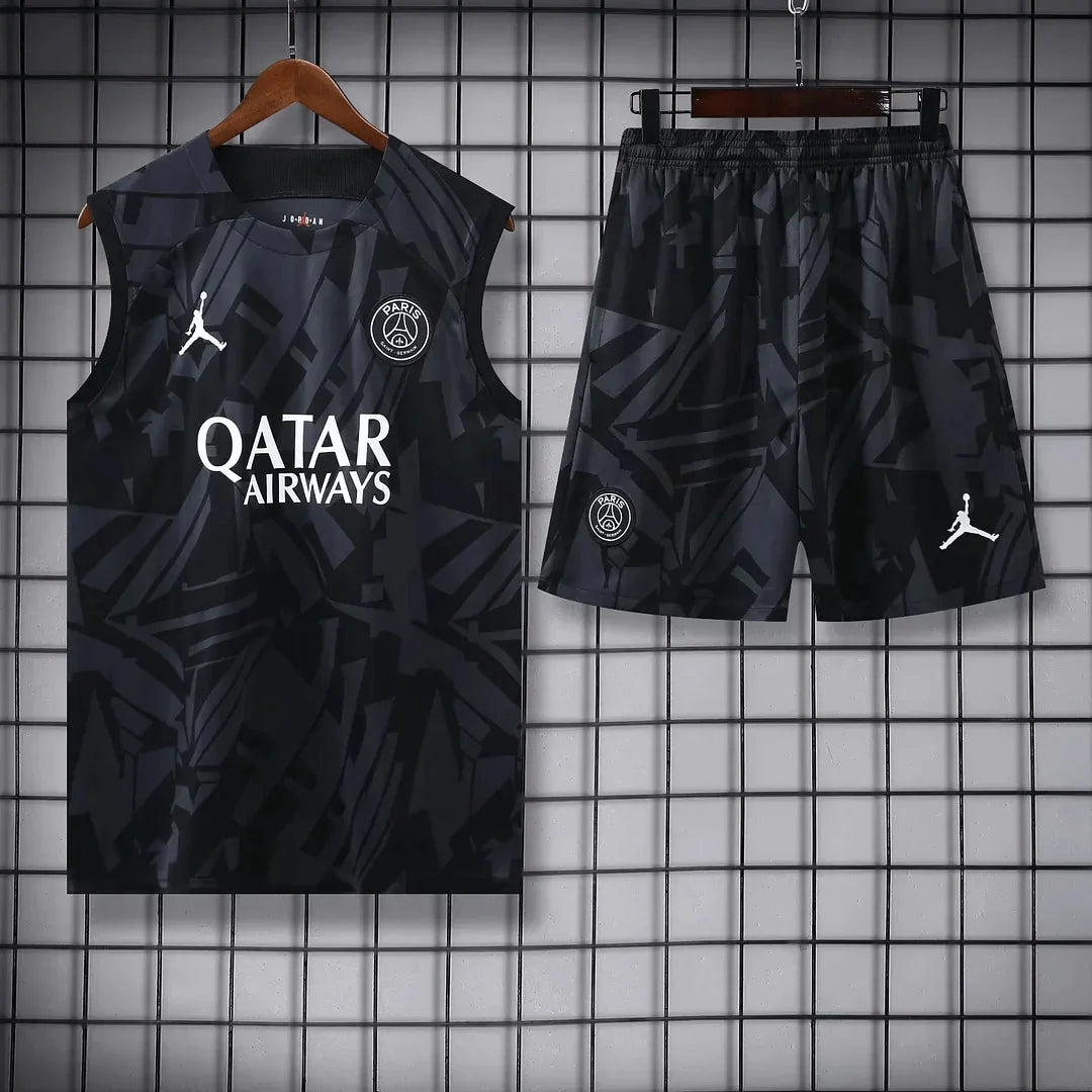 Conjunto de entrenamiento sin mangas prepartido PSG Paris Saint-Germain 2023/2024 Negro