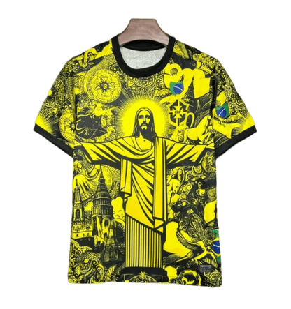 Maillot Brésil X Christ Édition Spéciale Jaune 2024/2025 - Version Fan