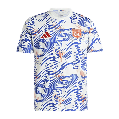 Kit de prepartido azul y naranja abstracto del Olympique Lyon 24/25 - Versión para aficionados | Tienda 365djerseys