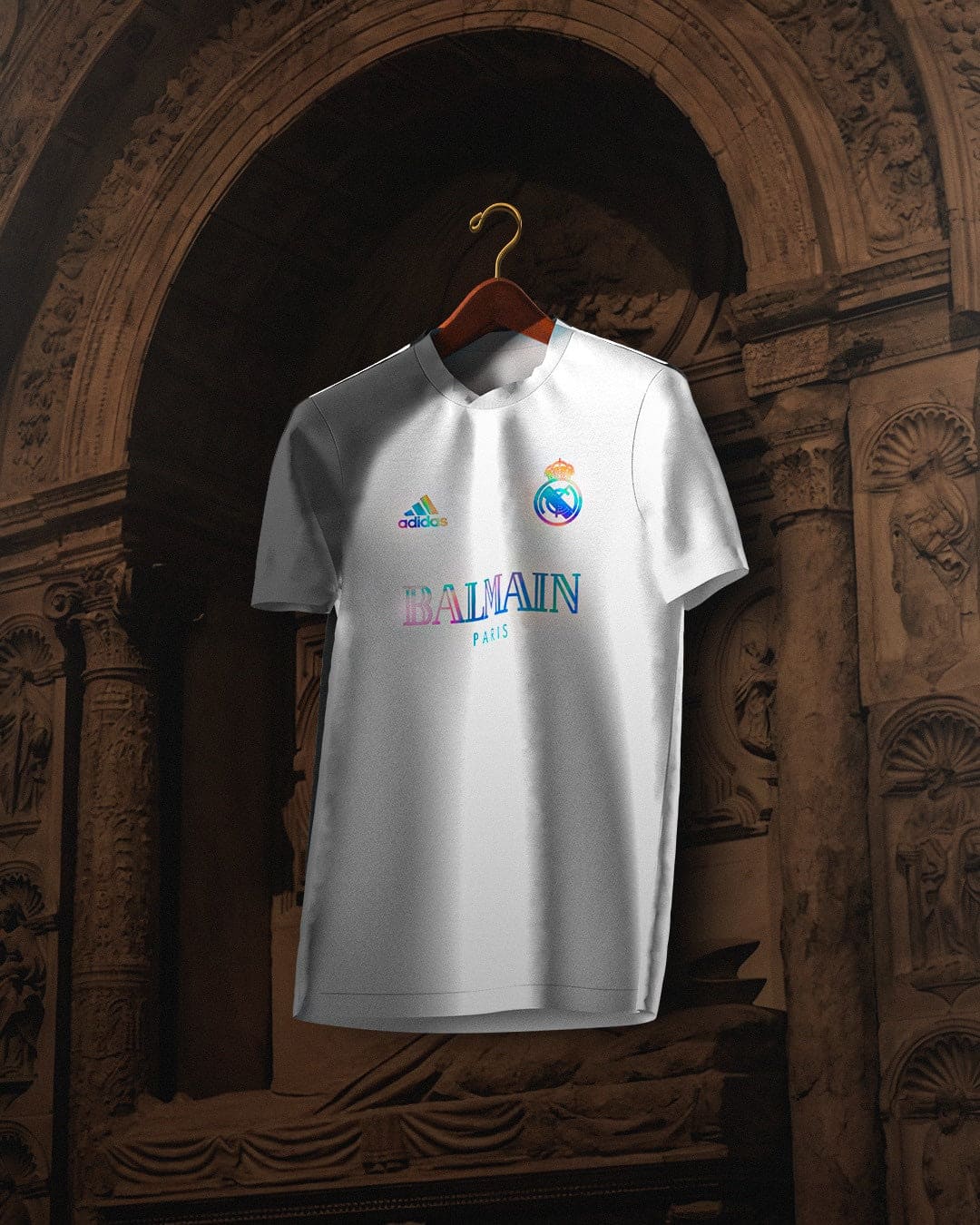 Camiseta blanca Real Madrid x Balmain